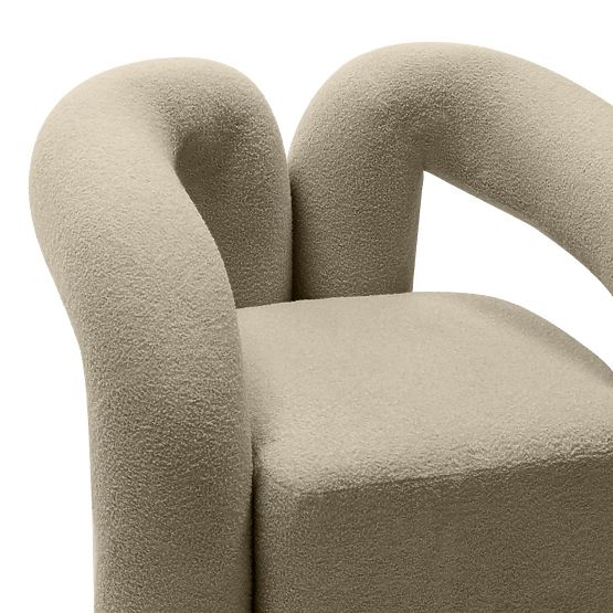 Gepolsterter Sessel Merry braun, Bouclé, runde Formen