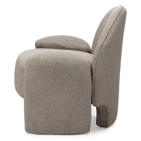 Gepolsterter Sessel Sheli beige-graue Melange, Bouclé, runde Formen