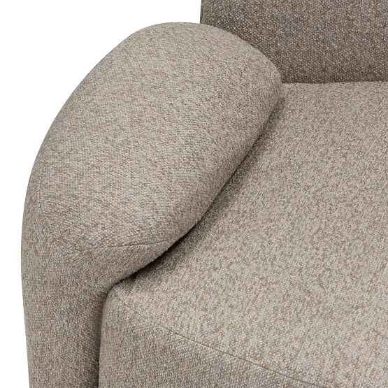 Gepolsterter Sessel Sheli beige-graue Melange, Bouclé, runde Formen