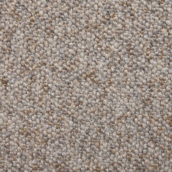 Gepolsterter Sessel Sheli beige-graue Melange, Bouclé, runde Formen