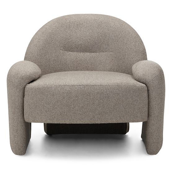Gepolsterter Sessel Sheli beige-graue Melange, Bouclé, runde Formen