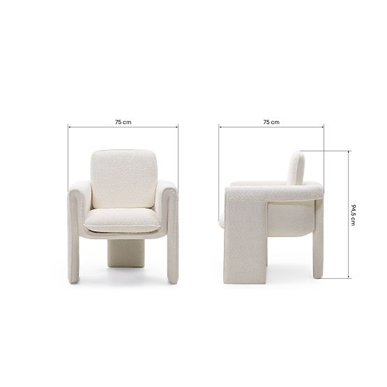 Gepolsterter Stuhl Campat weiß, abgerundet