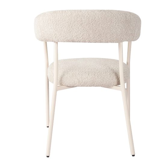 Gepolsterter Stuhl Campo, beige/weiße Beine, Bouclé