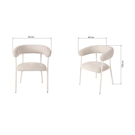 Gepolsterter Stuhl Campo, beige/weiße Beine, Bouclé