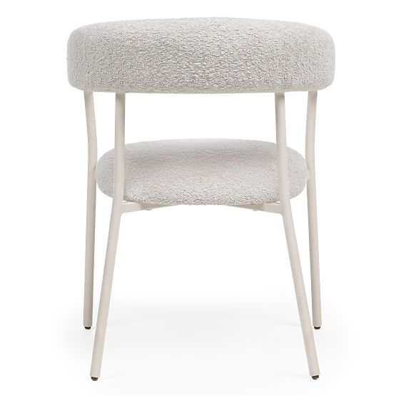 Gepolsterter Stuhl Campo, beige/weiße Beine, Bouclé