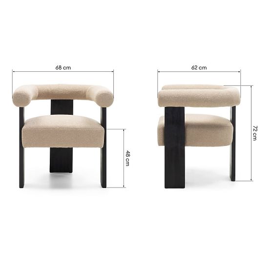 Gepolsterter Stuhl Chili beige/schwarz, Kautschukholz