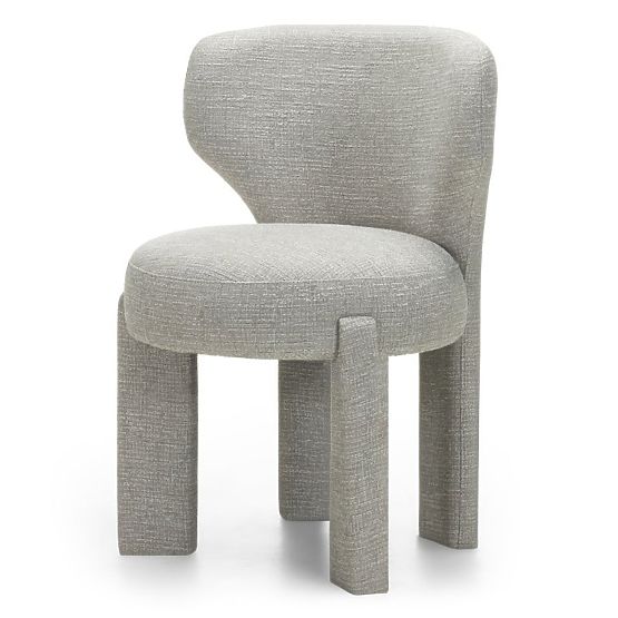 Gepolsterter Stuhl Elaine beige-grau, abgerundete Formen
