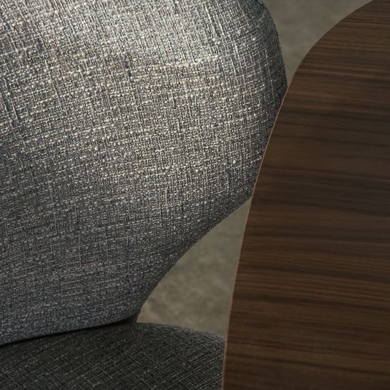 Gepolsterter Stuhl Elaine beige-grau, abgerundete Formen