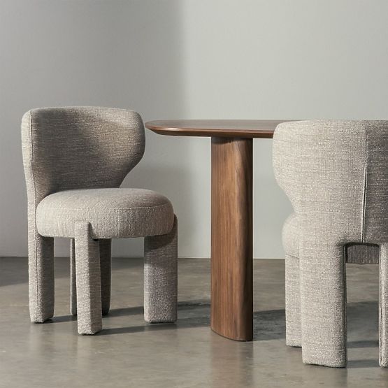 Gepolsterter Stuhl Elaine beige, runde Form
