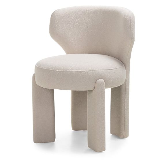 Gepolsterter Stuhl Elaine creme, Bouclé, runde Formen
