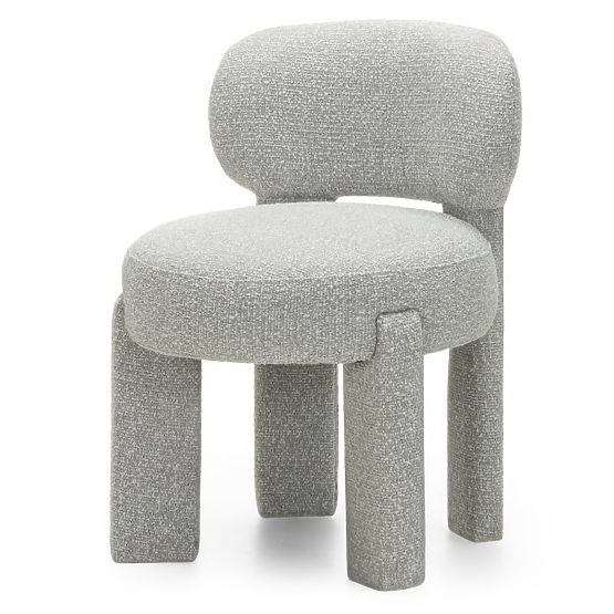 Gepolsterter Stuhl Falone grau, Bouclé, abgerundete Formen