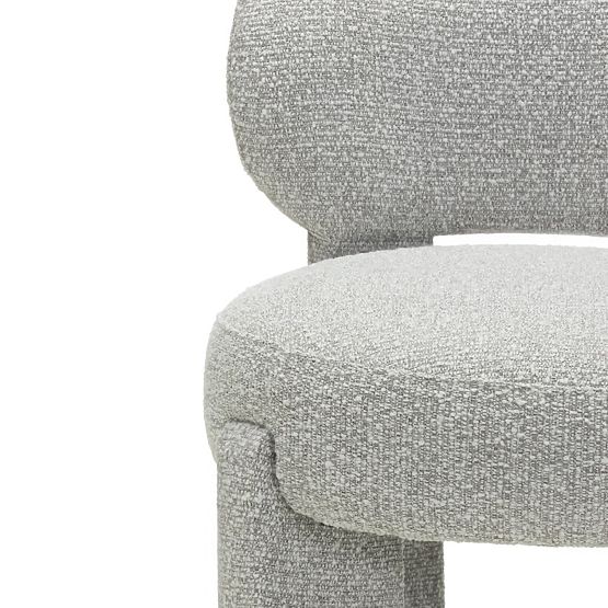 Gepolsterter Stuhl Falone grau, Bouclé, abgerundete Formen
