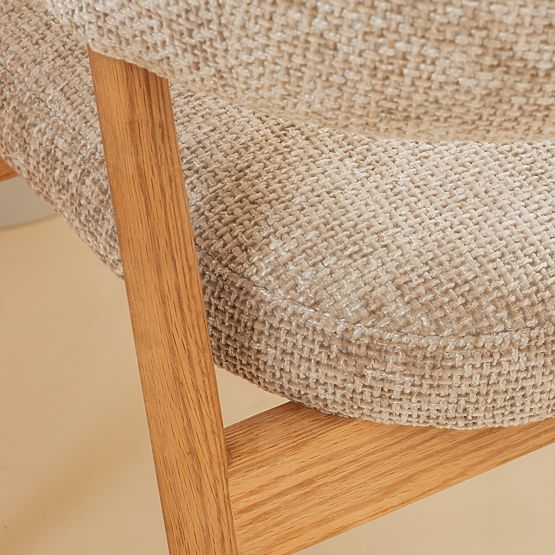 Gepolsterter Stuhl Giovani, beige/Eichenholz, abgerundet