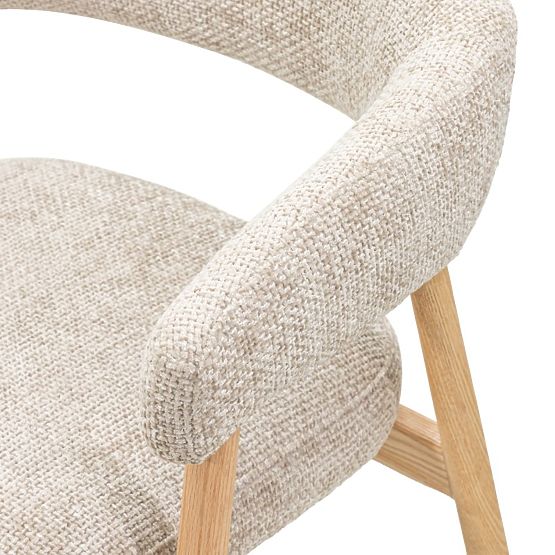 Gepolsterter Stuhl Giovani, beige/Eichenholz, abgerundet