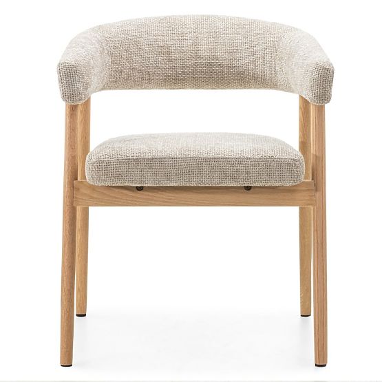 Gepolsterter Stuhl Giovani, beige/Eichenholz, abgerundet