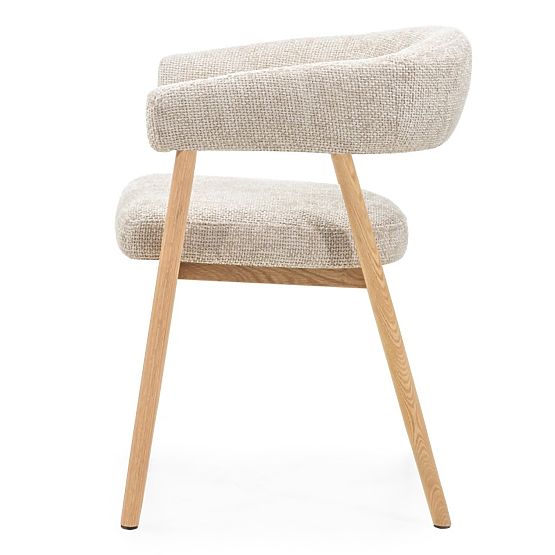 Gepolsterter Stuhl Giovani, beige/Eichenholz, abgerundet