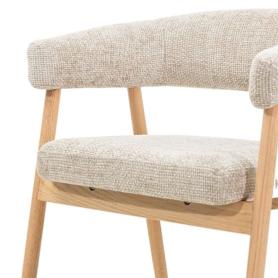 Gepolsterter Stuhl Giovani, beige/Eichenholz, abgerundet