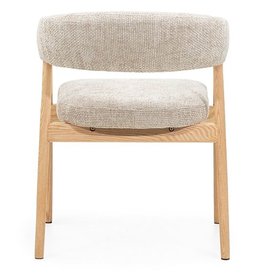 Gepolsterter Stuhl Giovani, beige/Eichenholz, abgerundet