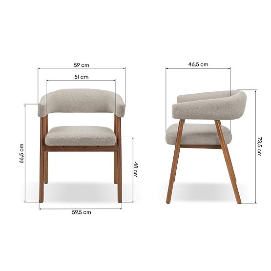 Gepolsterter Stuhl Giovani, hellbraun/Eichenholz, abgerundet