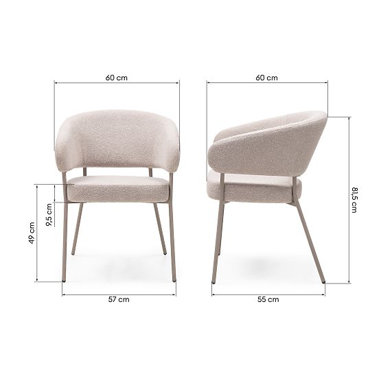 Gepolsterter Stuhl Lamu beige, Bouclé