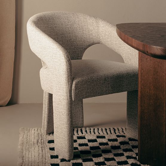 Gepolsterter Stuhl Nuria beige-creme