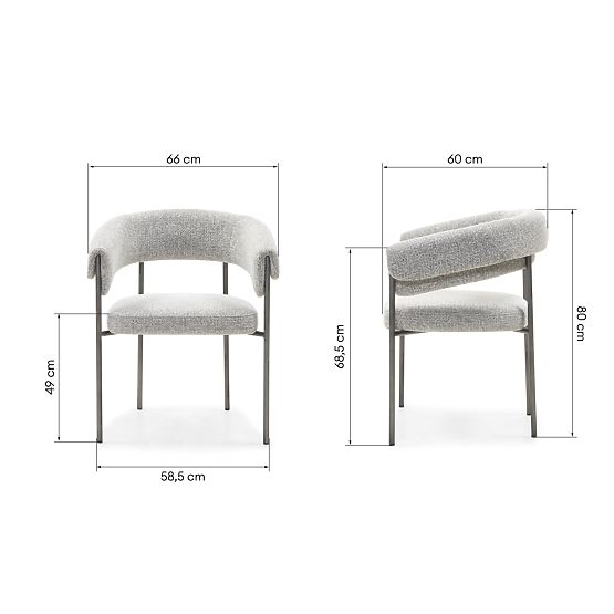 Gepolsterter Stuhl Portia grau