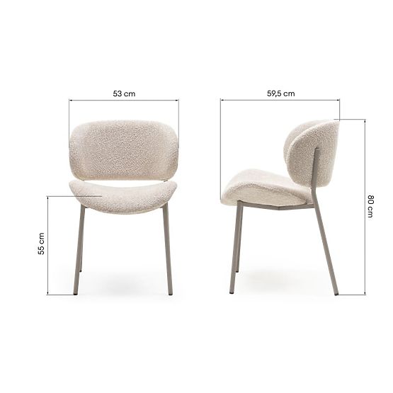 Gepolsterter Stuhl Safira beige, Bouclé