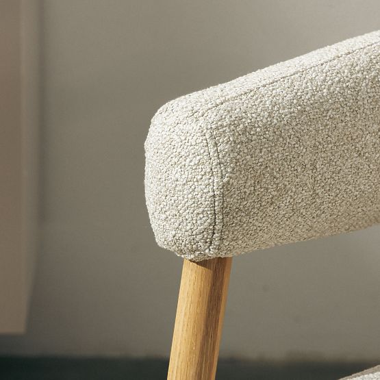 Gepolsterter Stuhl/Sessel Montepulciano, hellbeige/Eichenholz, abgerundet