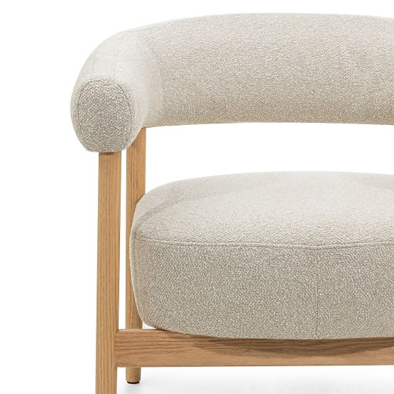 Gepolsterter Stuhl/Sessel Montepulciano, hellbeige/Eichenholz, abgerundet