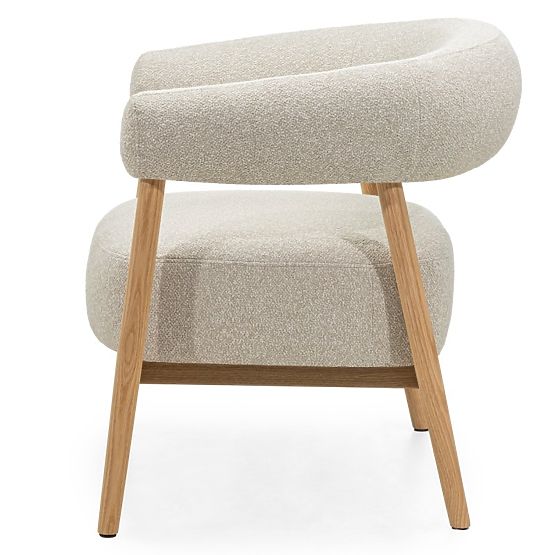 Gepolsterter Stuhl/Sessel Montepulciano, hellbeige/Eichenholz, abgerundet