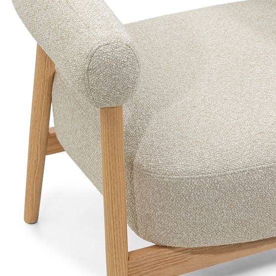 Gepolsterter Stuhl/Sessel Montepulciano, hellbeige/Eichenholz, abgerundet