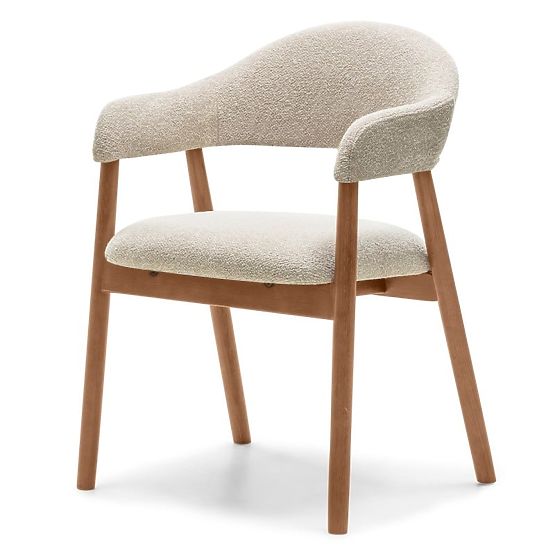 Gepolsterter Stuhl Sorrento, beige, Bouclé/helles Nussbaum