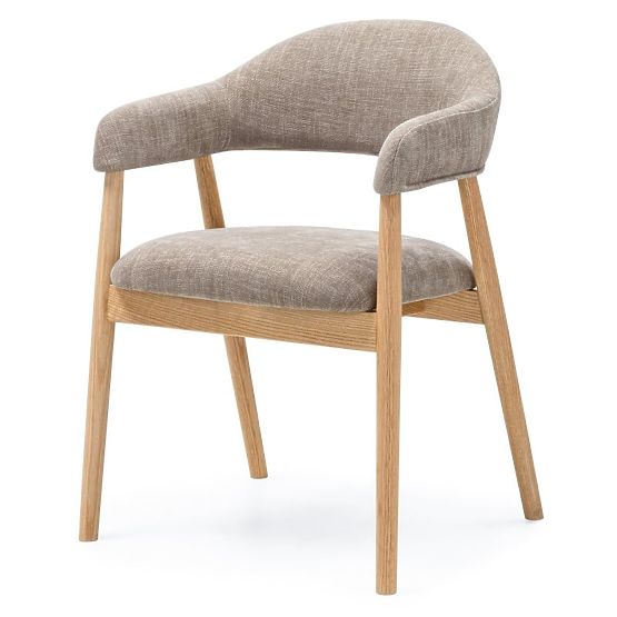 Gepolsterter Stuhl Sorrento, dunkelbeige, Eiche