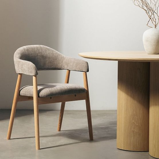 Gepolsterter Stuhl Sorrento, dunkelbeige, Eiche