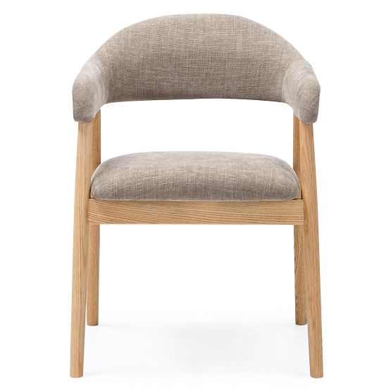 Gepolsterter Stuhl Sorrento, dunkelbeige, Eiche