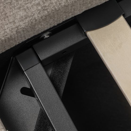 Gepolstertes Bett Luno 160x200 cm, mit Lattenrost und Stauraum, hellbeige, abgerundet