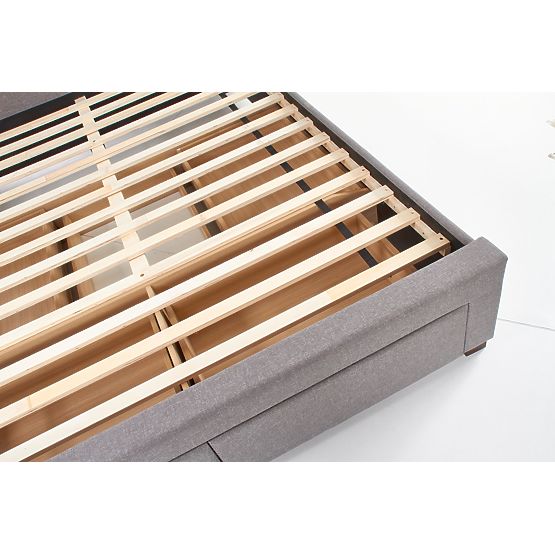 Gepolstertes Bett MODENA 140 cm mit Schubladen grau (6p=1Stk)