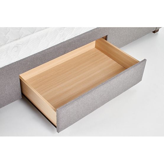 Gepolstertes Bett MODENA 140 cm mit Schubladen grau (6p=1Stk)