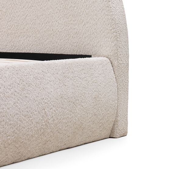 Gepolstertes Bett Orbi 140x200 cm, mit Lattenrost und Stauraum, abgerundet, beige