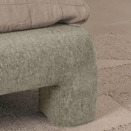 Gepolstertes Bett Rolly 160x200 cm, mit Lattenrost, abgerundet, hellgrau