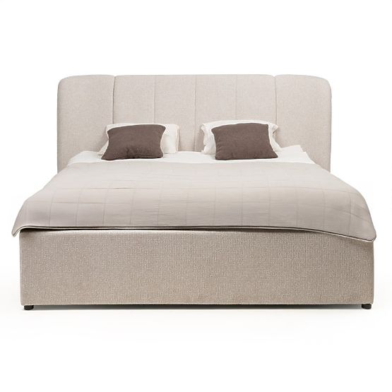 Gepolstertes Bett Snoovia 160x200 cm, mit Lattenrost und Stauraum, hellbeige