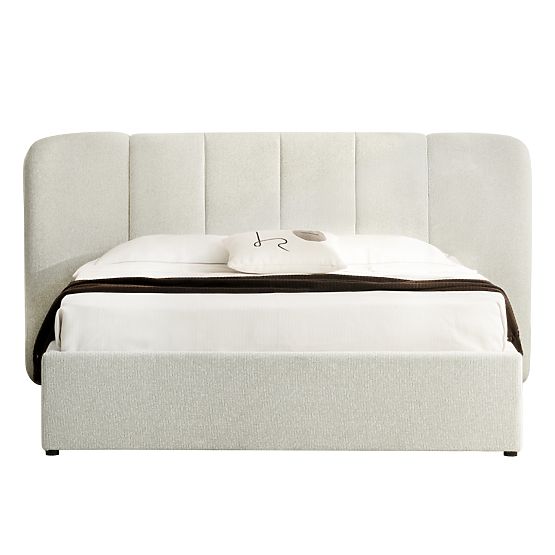 Gepolstertes Bett Snoovia 160x200 cm, mit Lattenrost und Stauraum, hellbeige