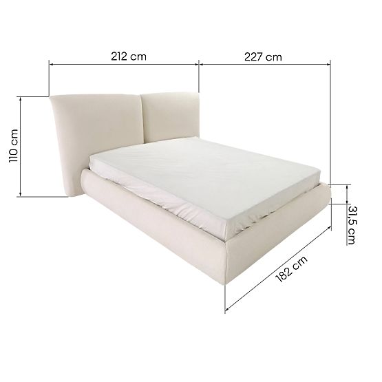 Gepolstertes Bett Yunar 160x200 cm, mit Lattenrost und Stauraum, beige
