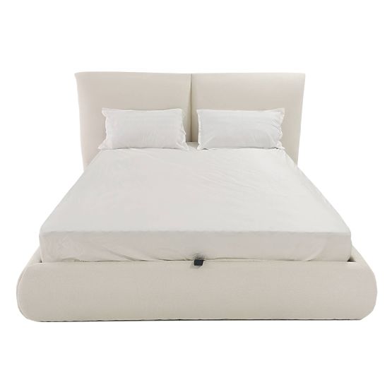 Gepolstertes Bett Yunar 180x200 cm, mit Lattenrost und Stauraum, beige