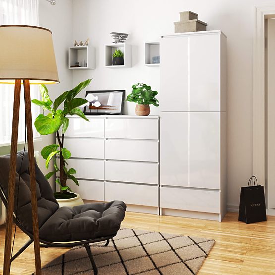 GESCHLOSSENE BIBLIOTHEK R60 2D 1SZ CLP PK WEIß/ WEIßER GLANZ