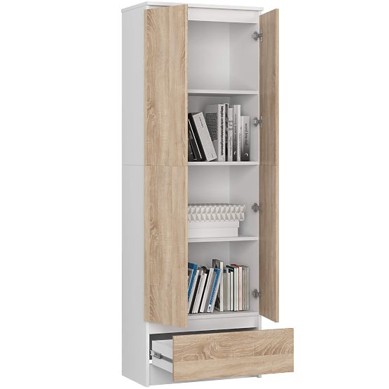 GESCHLOSSENE BÜCHERREGAL R60 2D 1SZ CLP PK WEISS / SONOMA