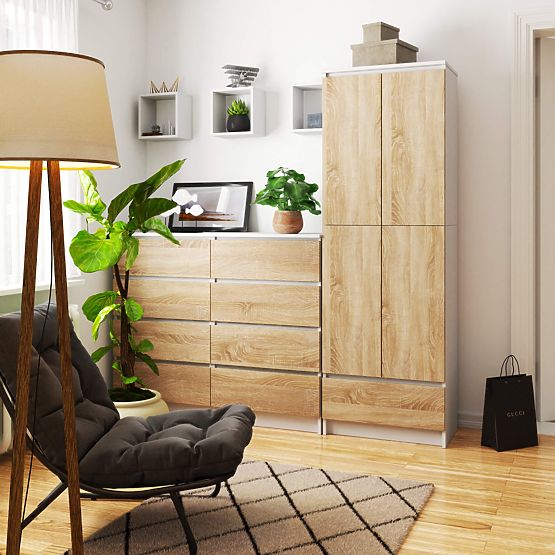 GESCHLOSSENE BÜCHERREGAL R60 2D 1SZ CLP PK WEISS / SONOMA