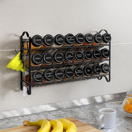 Gewürzregal ENELDO mit 24 Gläsern + 72 Etiketten