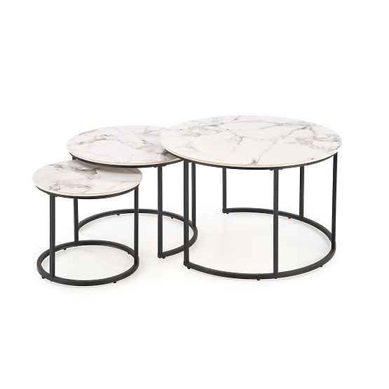 GILDA Set aus 3 Tischen, weißer Marmor / schwarz (1p=1set)