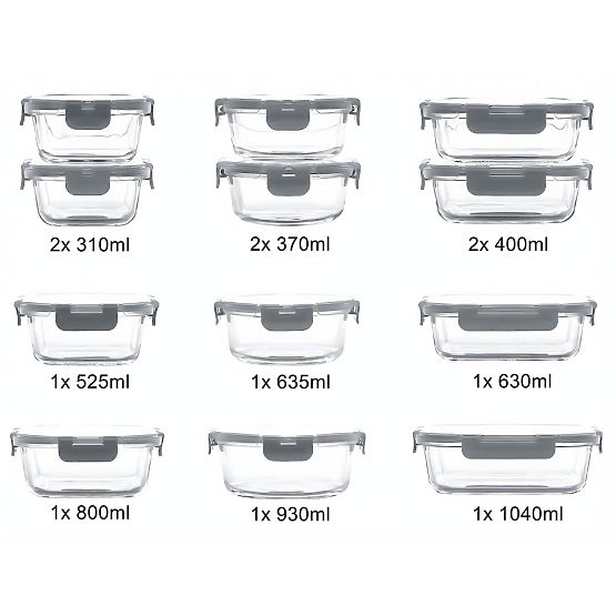 Glas-Lebensmittelbehälter CATONIA - Set mit 12 Stück